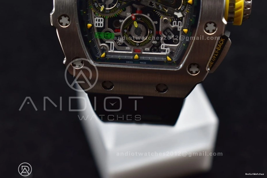 Crystal 1025 1:1 Edition A7750 RM011 Chrono Sophisticated Black on Dial Strap Rubber SS KVF Black V Best 0306